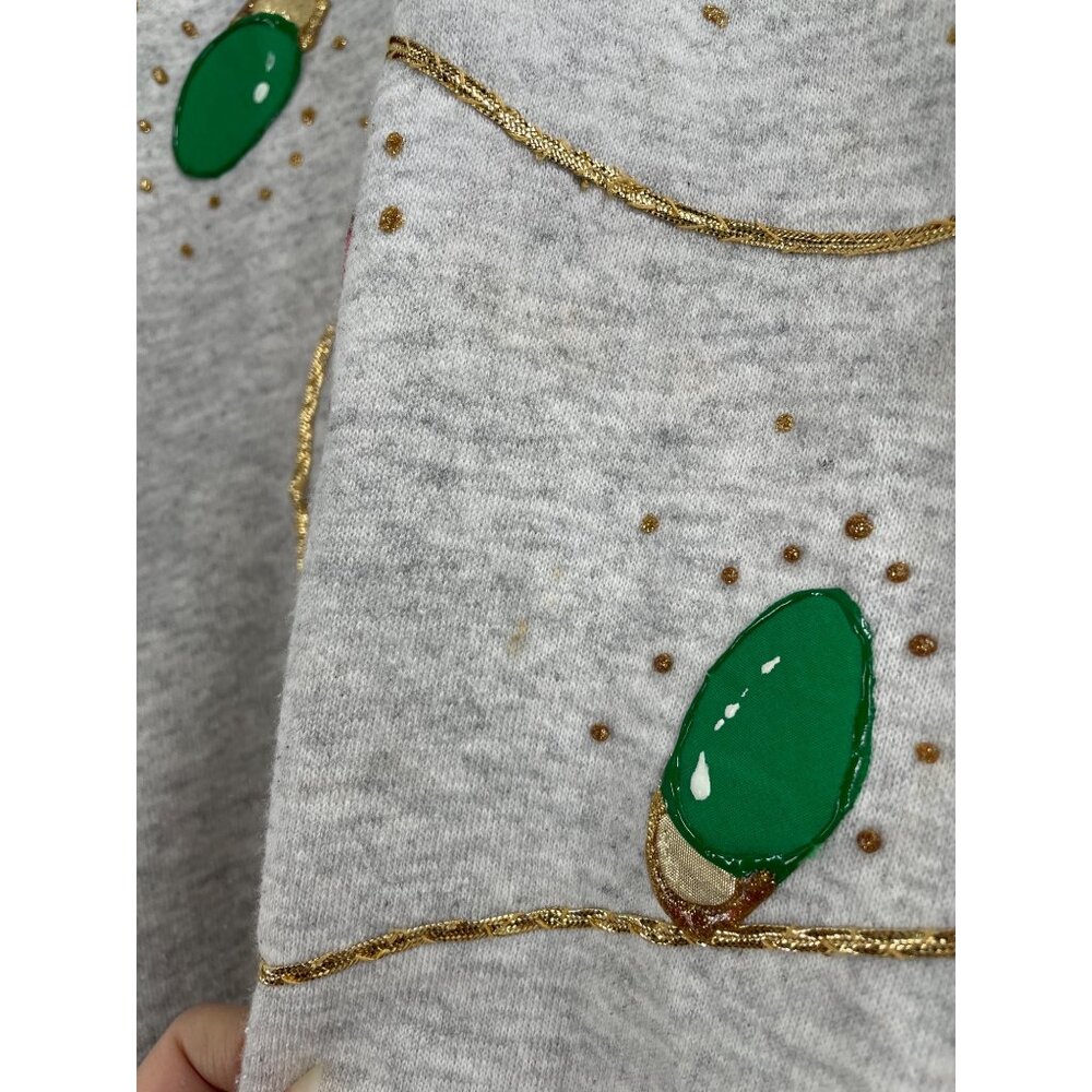 Vintage Fleecewise Womens XL Ugly Christmas Sweatshirt Colorful String Lights - Picture 6 of 8